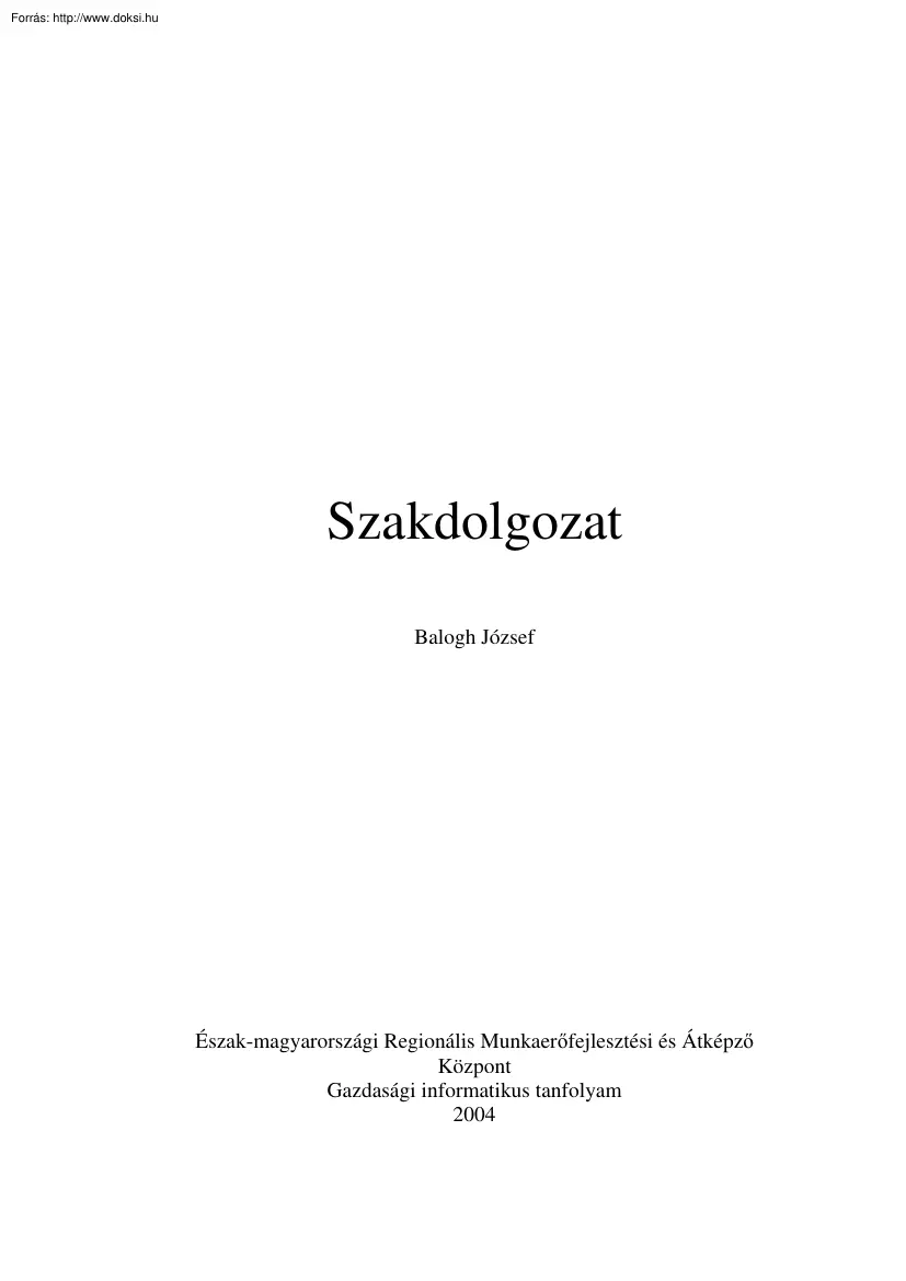 Balogh József - E-banking szakdolgozat