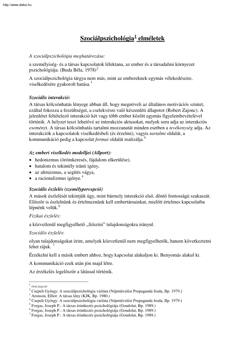 Rénes László - Szociálpszichológia  elméletek