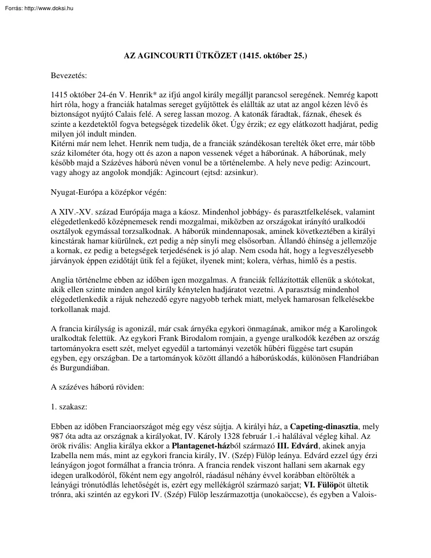 Az Agincourti ütközet