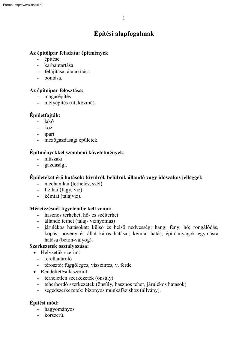 Építési alapfogalmak