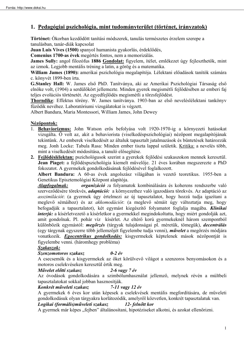 A nevelés és az oktatás pszichológiája