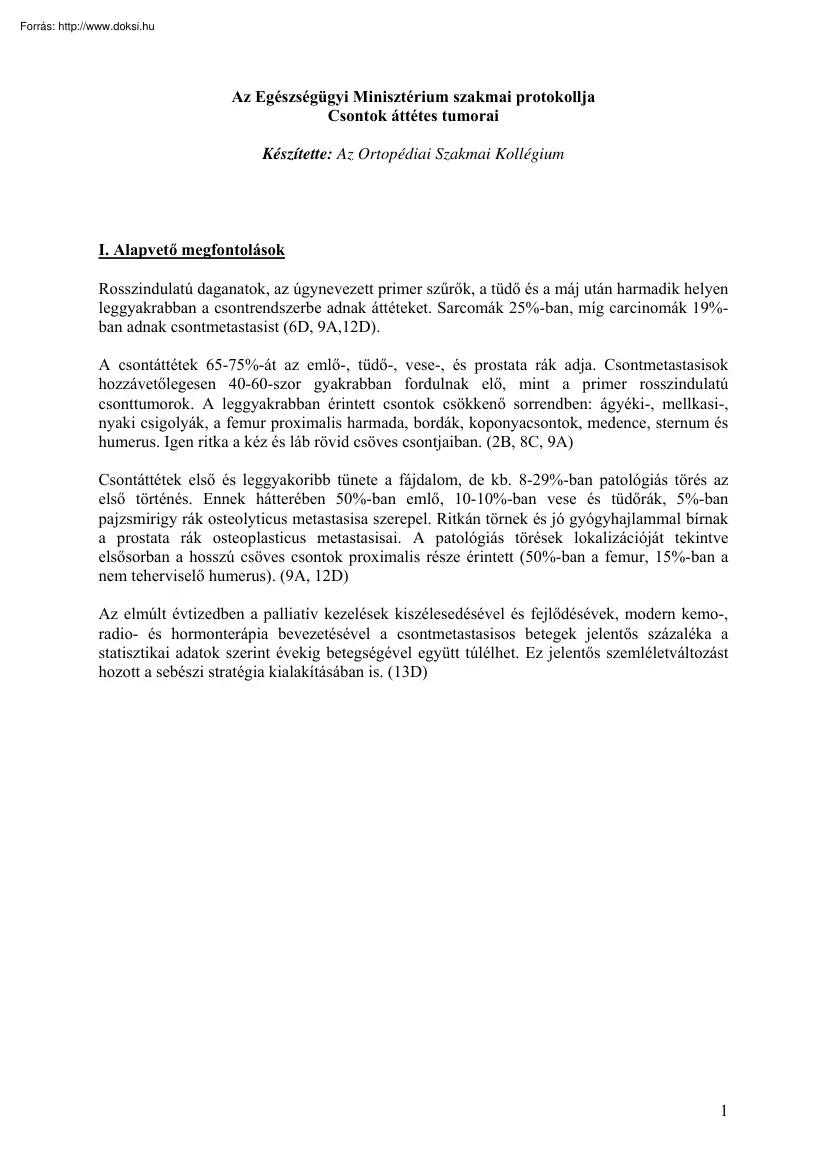 Csontok áttétes tumorai