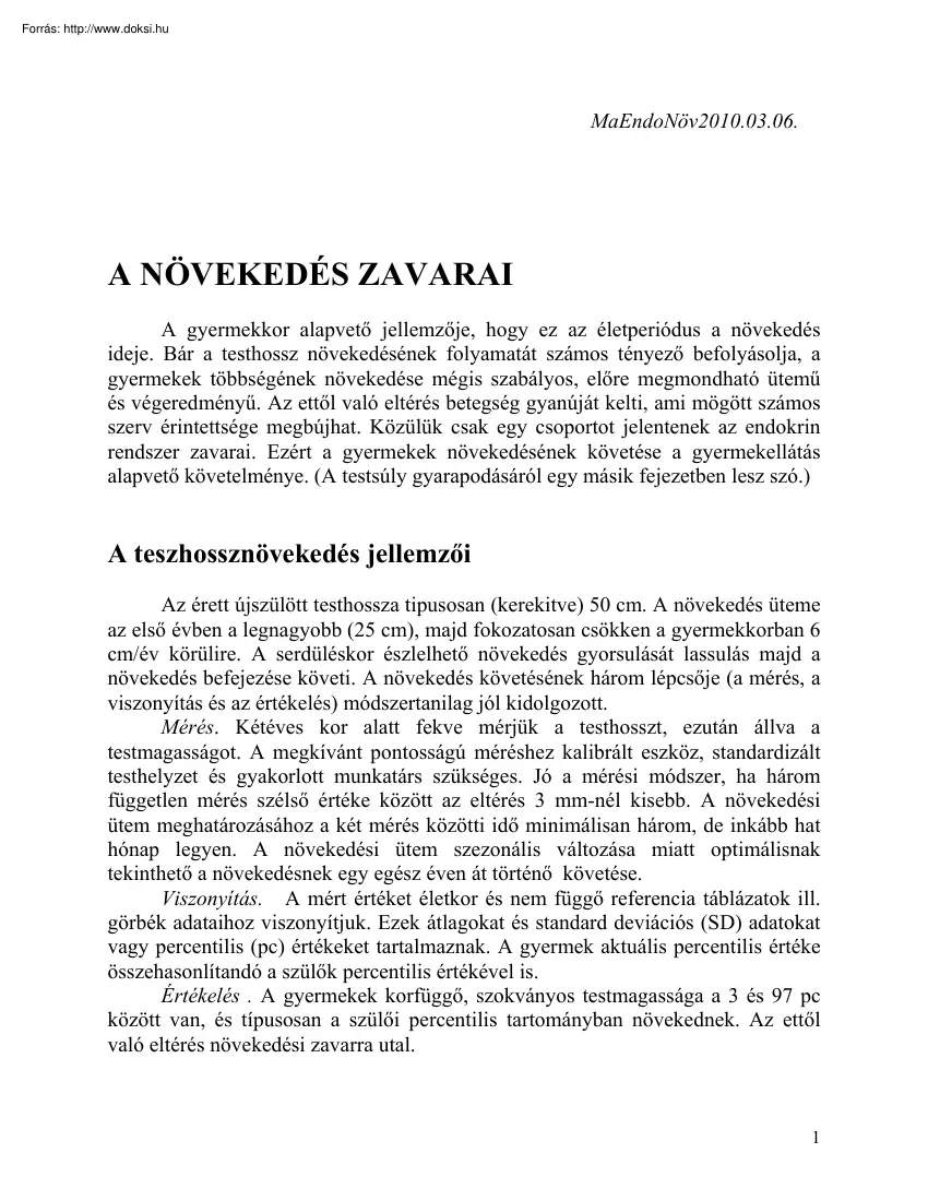 Dr. Solyom János - A növekedés zavarai
