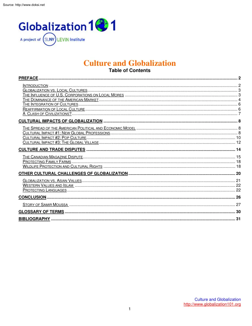 Culture and Globalization