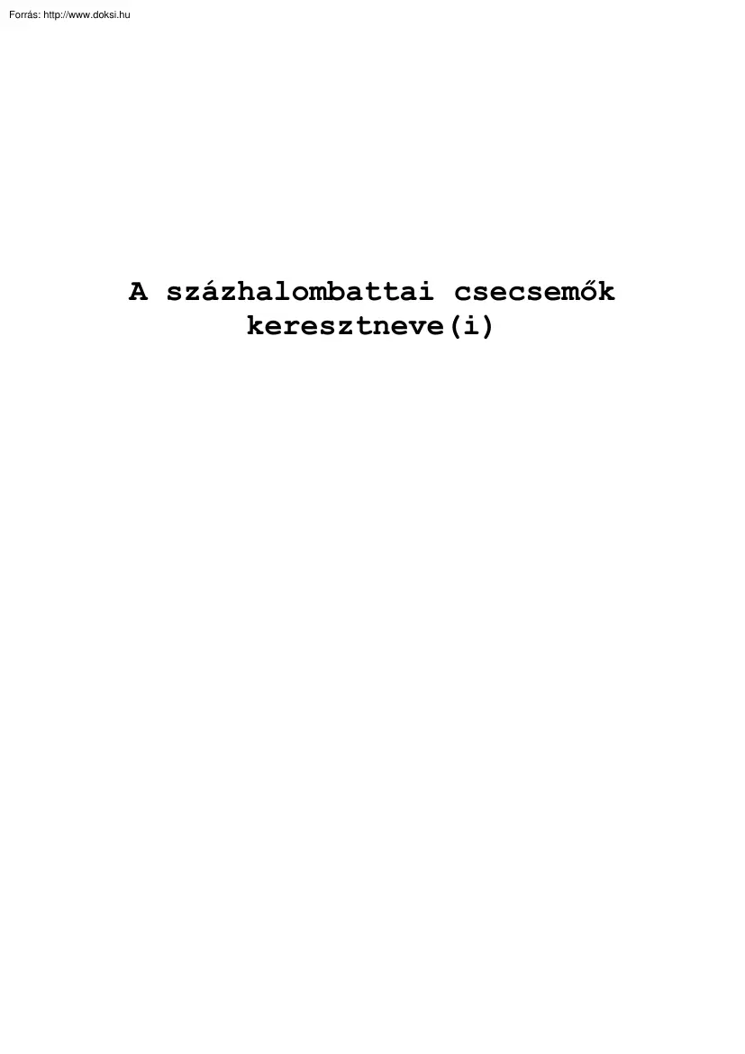 A százhalombattai csecsemők keresztnevei