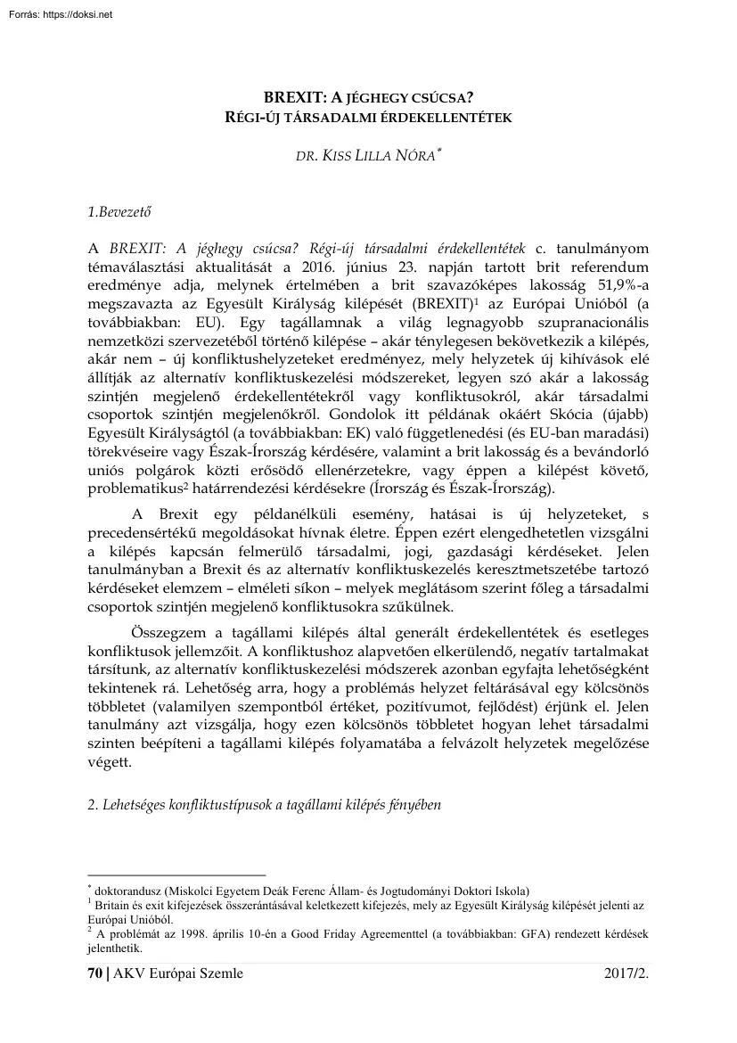 Dr. Kiss Lilla Nóra - Brexit, A jéghegy csúcsa, Régi-új társadalmi érdekellentétek