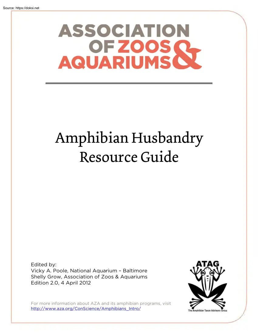 Vicky A. Poole - Amphibian Husbandry Resource Guide