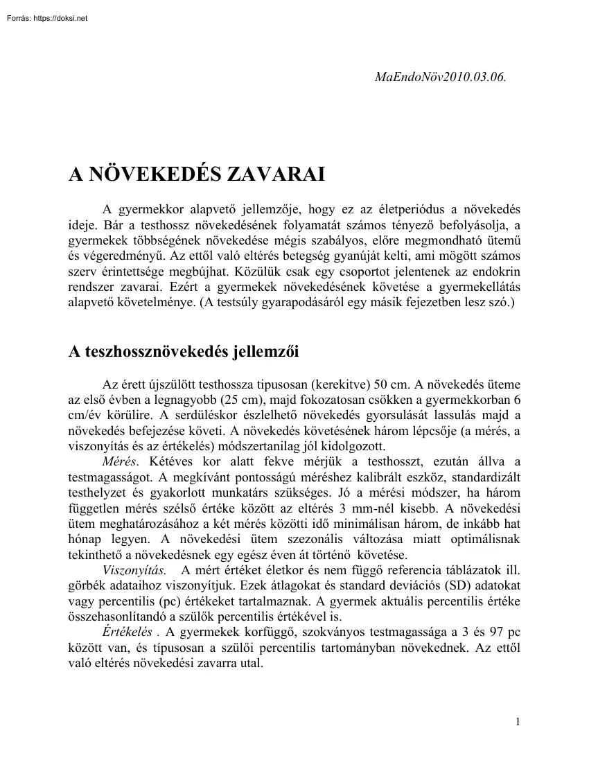 A növekedés zavarai