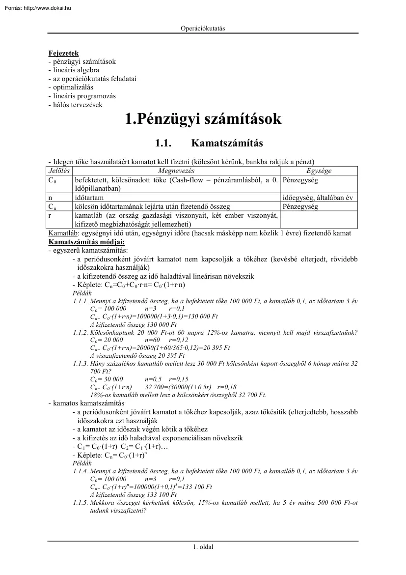 Operációkutatás feladatok, megoldással