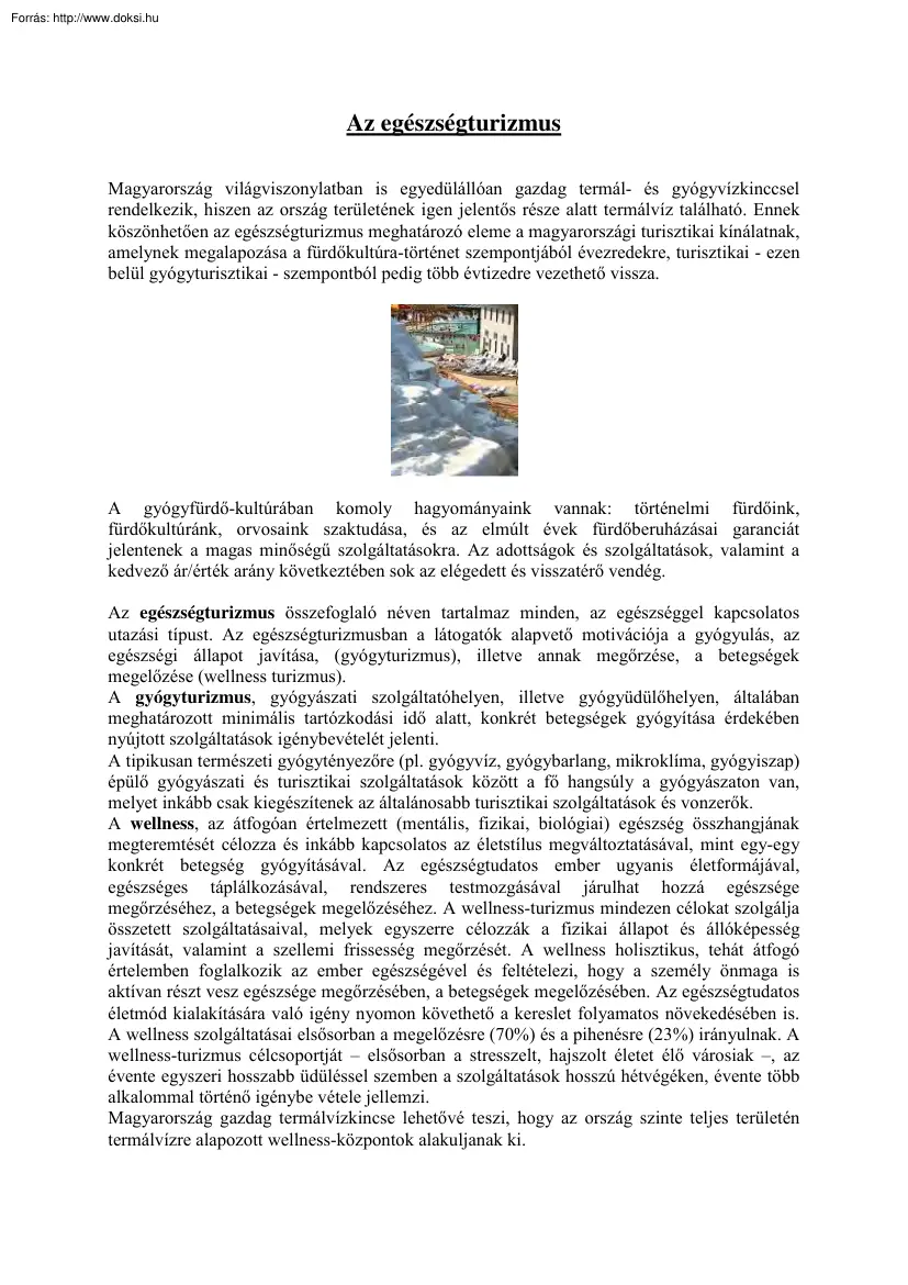 Az egészségturizmus