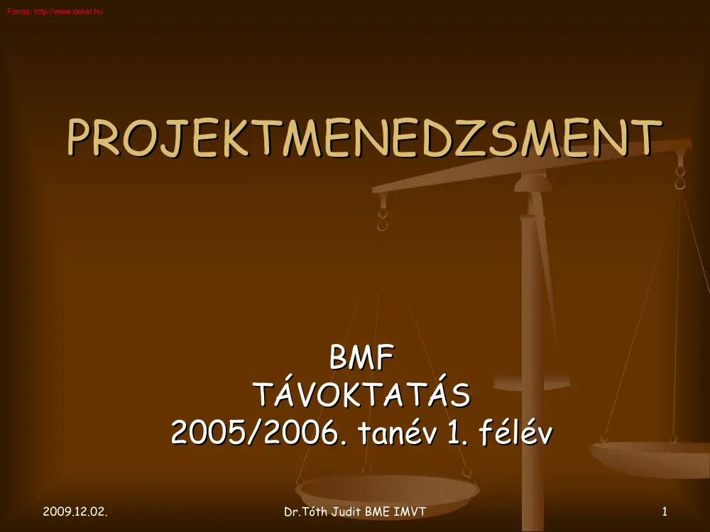 Dr. Tóth Judit - Projektmenedzsment
