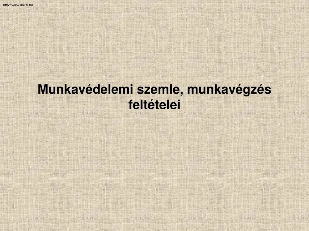Munkavédelemi szemle, a munkavégzés feltételei