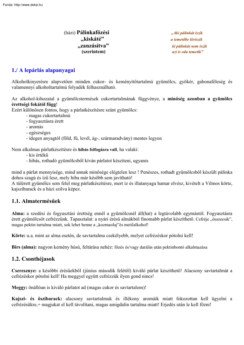 Házipálinka főzés