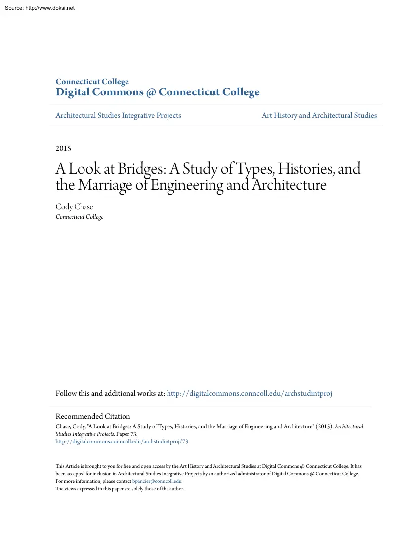 Cody Chase - A Look at Bridges, A Study of Types, Histories, and the Marriage of Engineering and