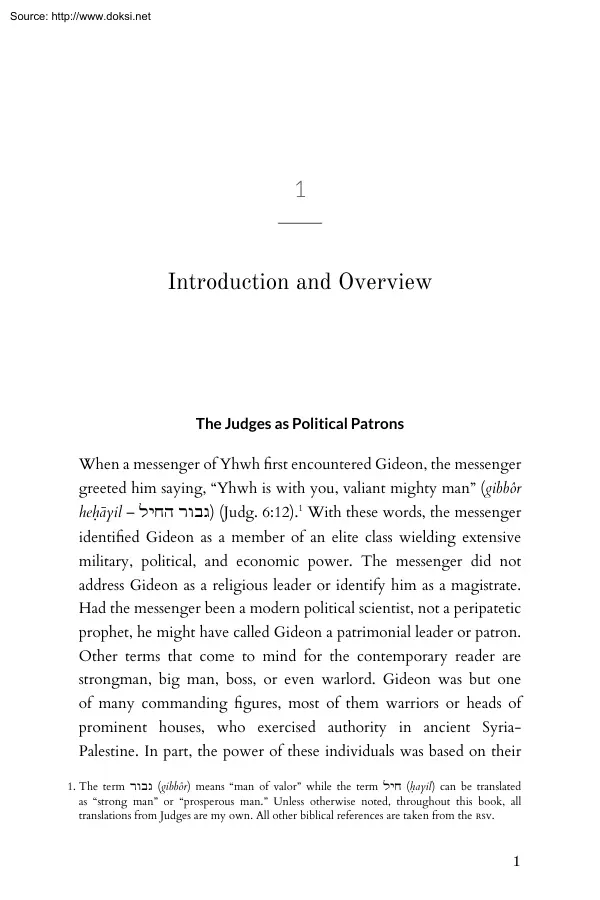 The Judges as Political Patrons, Introduction and Overview