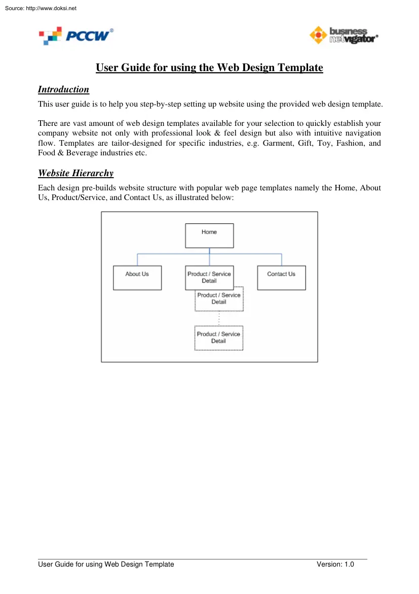 User Guide for Using the Web Design Template