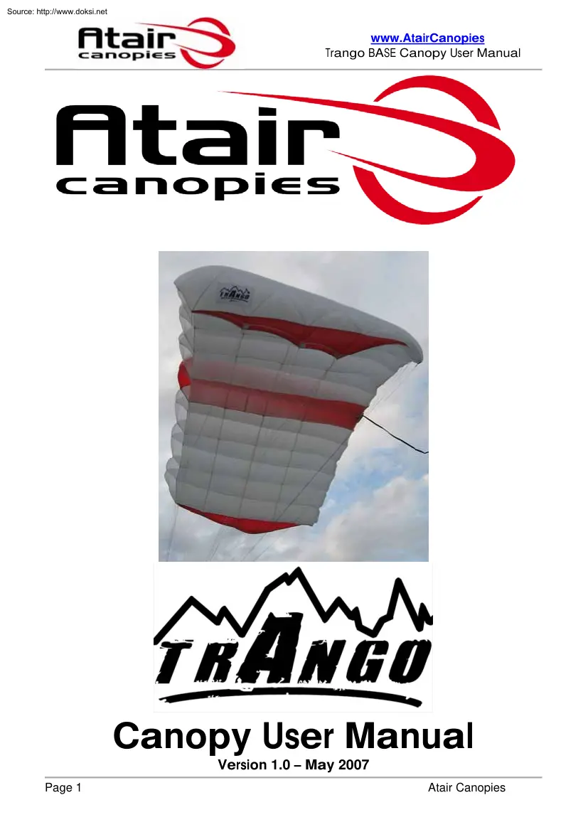 Atair Canopies, Canopy User Manual