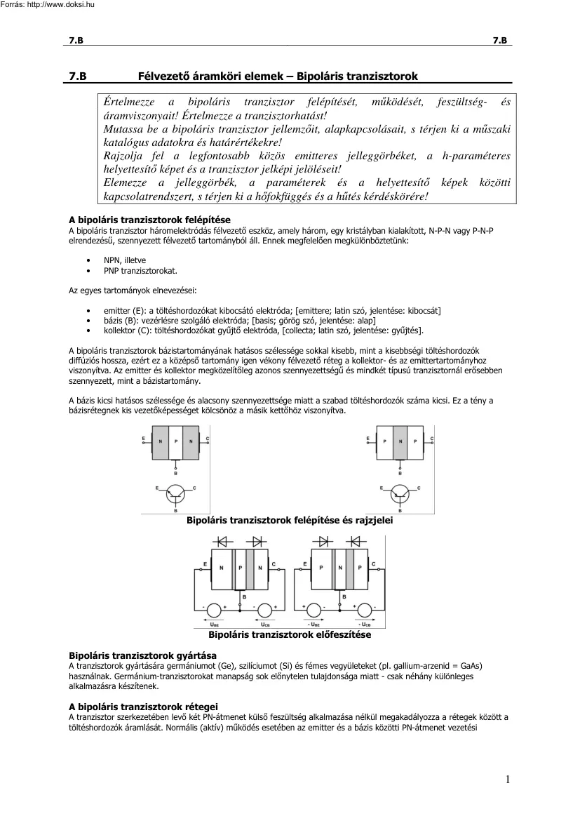 Félvezető áramköri elemek, Bipoláris tranzisztorok