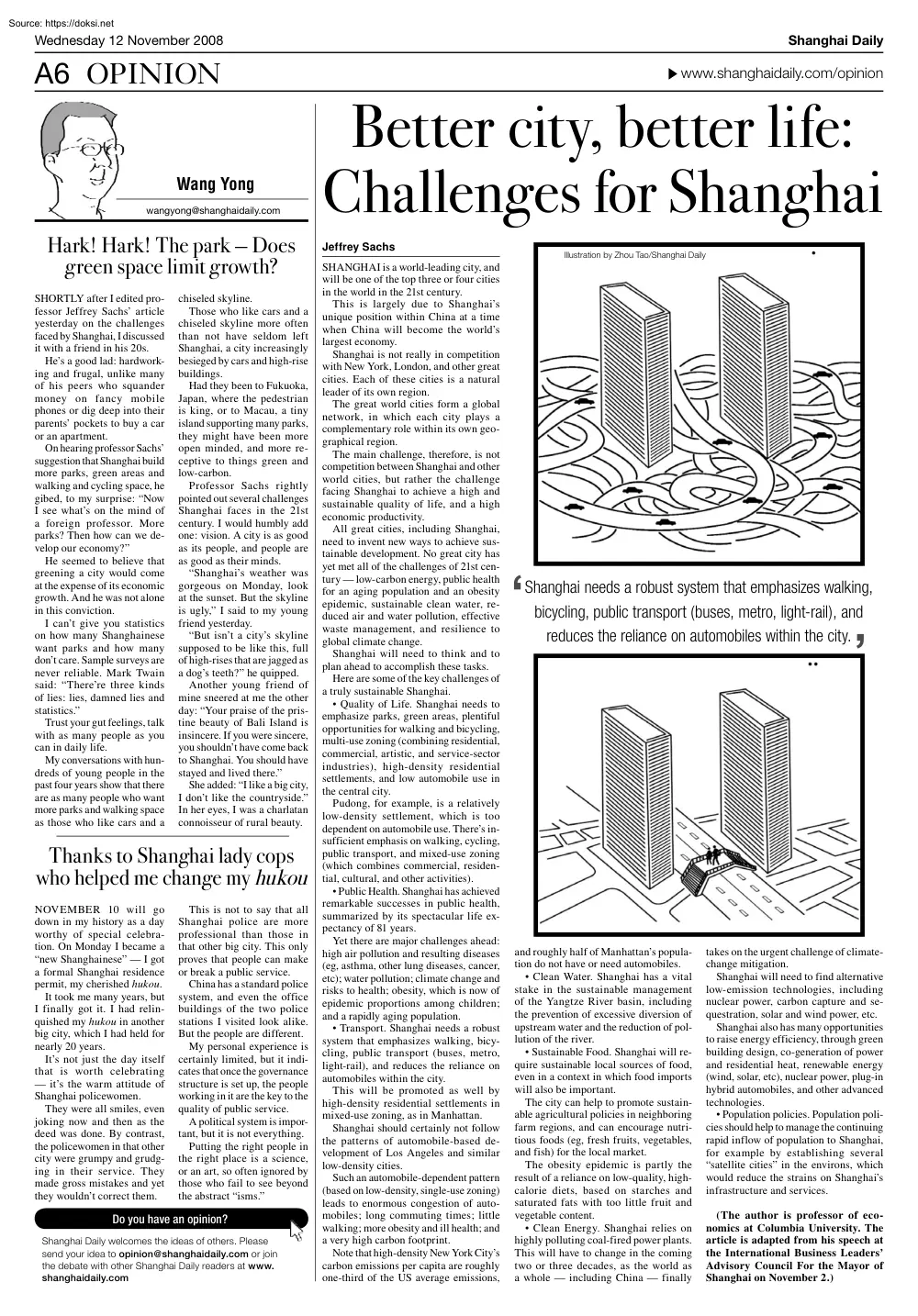 Better City, Better Life, Challenges for Shanghai