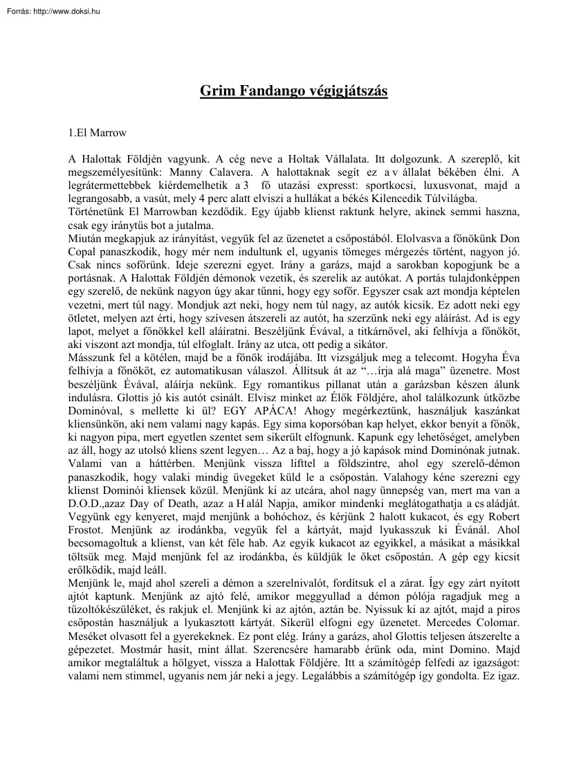 Grim Fandango végigjátszás