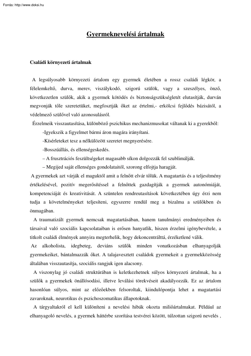 Gyermeknevelési ártalmak