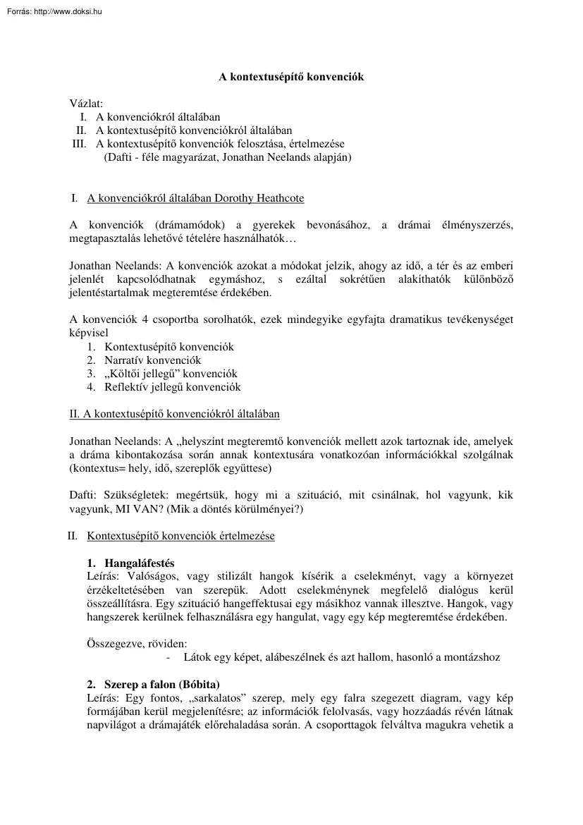 A kontextusépítő konvenciók