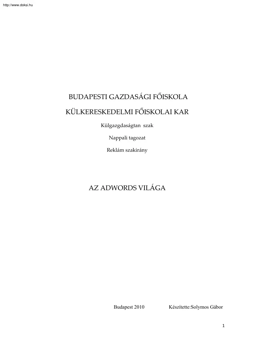 Solymos Gábor - Az Adwords világa