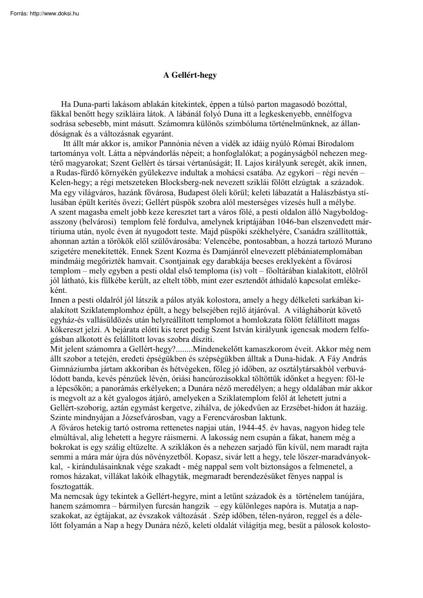 Bőzsöny Ferenc - A Gellért-hegy