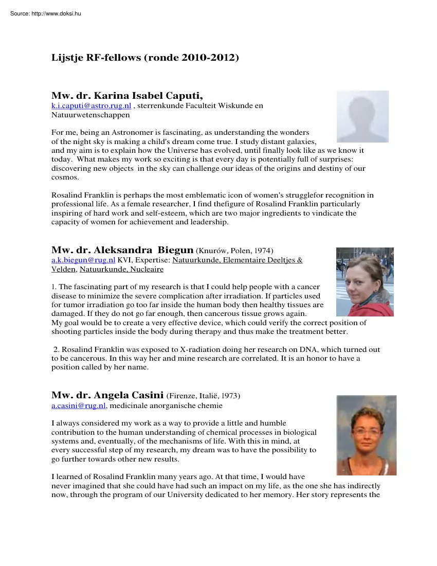 Lijstje RF fellows, about people at intermediate level