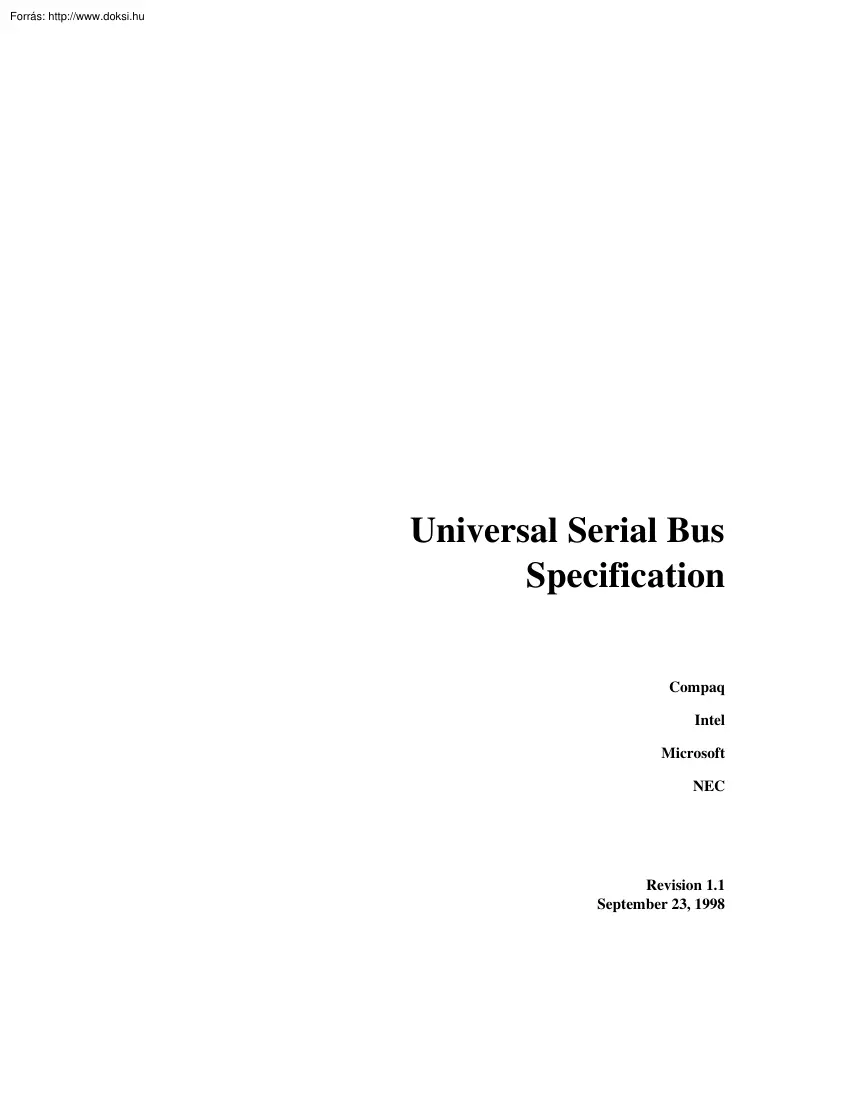 USB 1.1 Specification