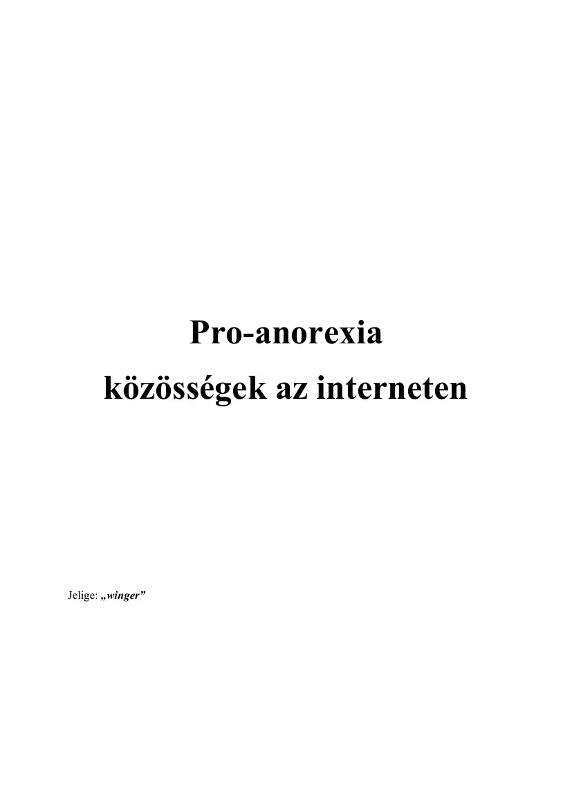 Pro-anorexia közösségek az interneten