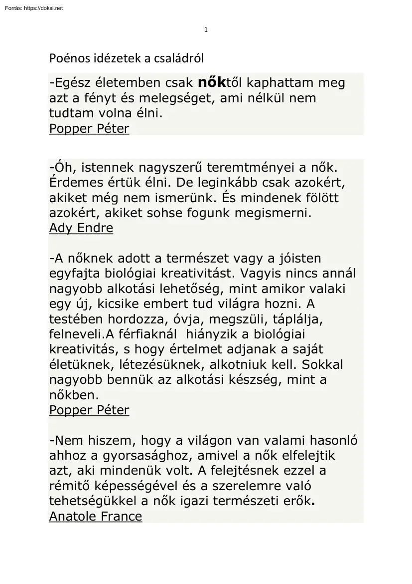 Bobrovszky Jenő - Poénos idézetek a családról