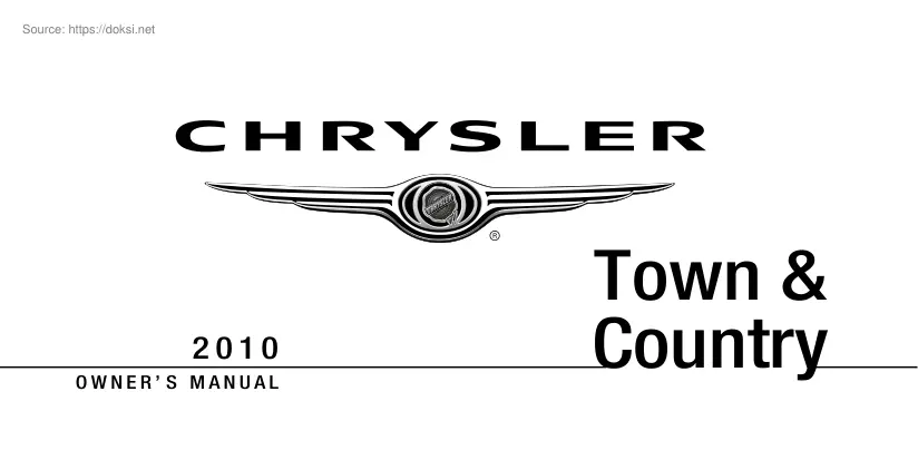 Chrysler Town and Country 2010, Owners manual