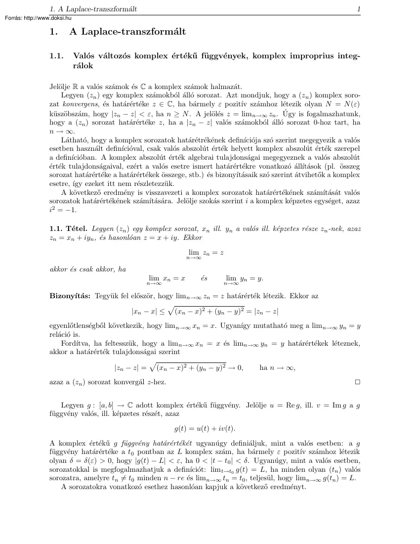 Győri-Hartung - A Laplace-transzformált