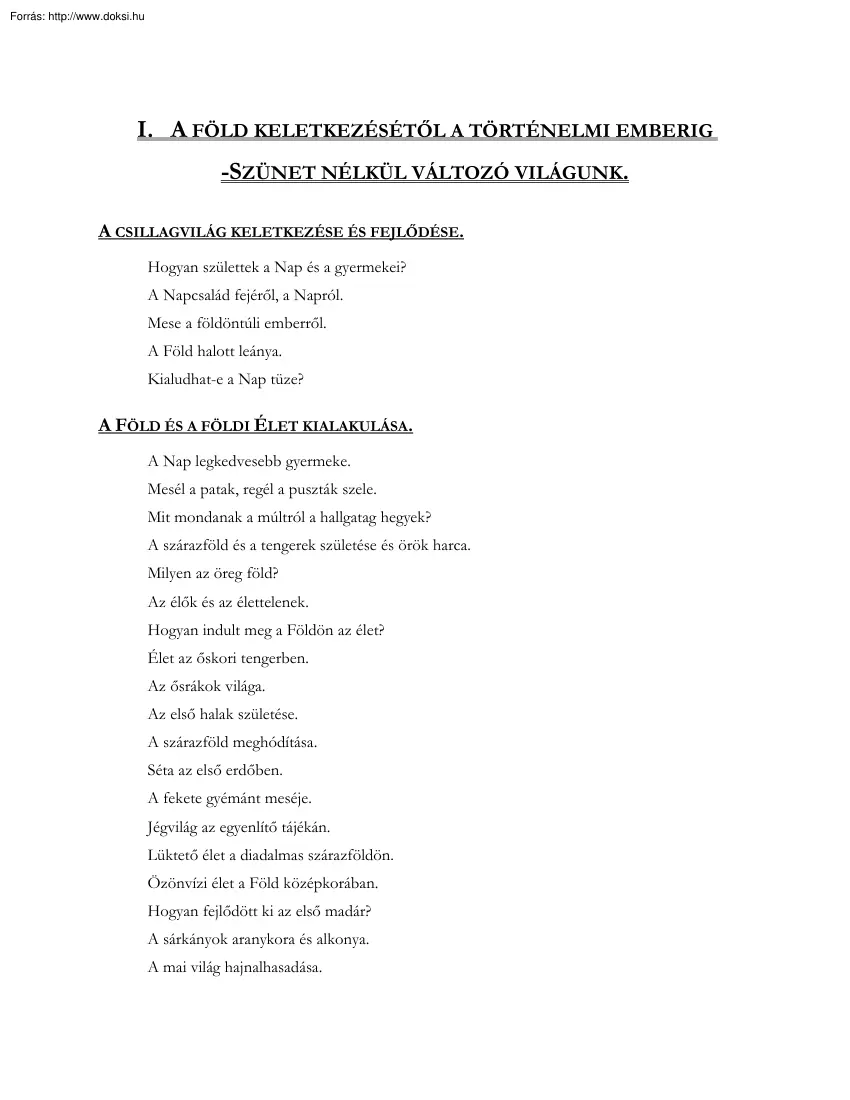 Tolnai Világtörténelem 00 - Tartalom