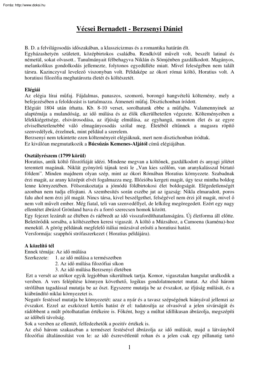 Vécsei Bernadett - Berzsenyi Dániel