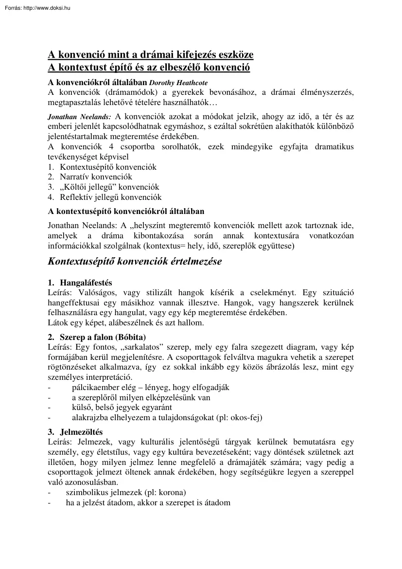 A kontextust építő és az elbeszélő konvenció