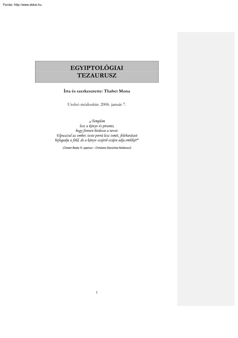 Thabet Mona - Egyiptológiai tezaurusz