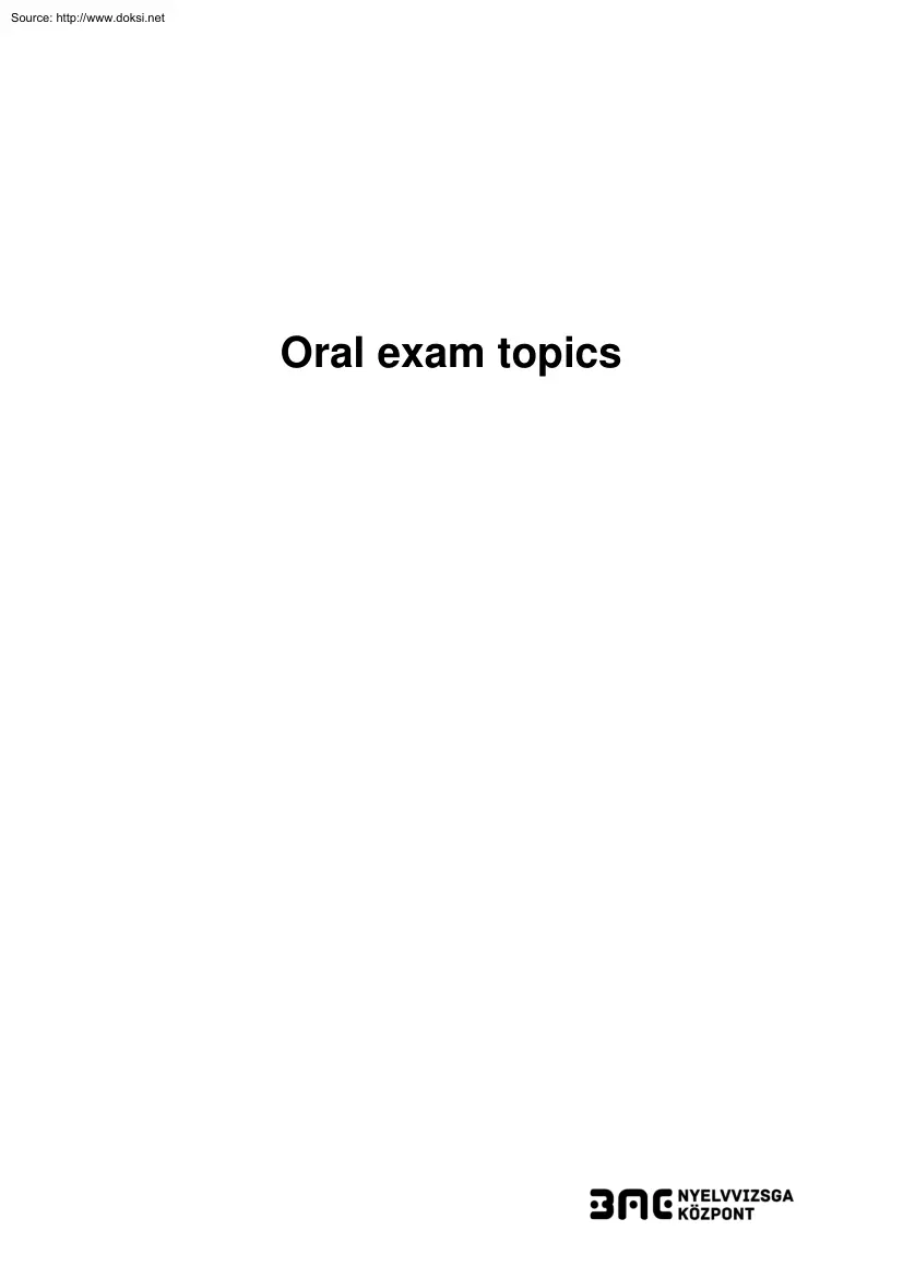 Oral Exam Topics