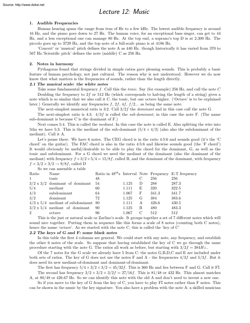 Music Lecture Note