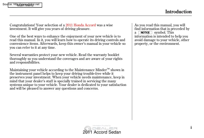 Honda Accord 2011, service manual