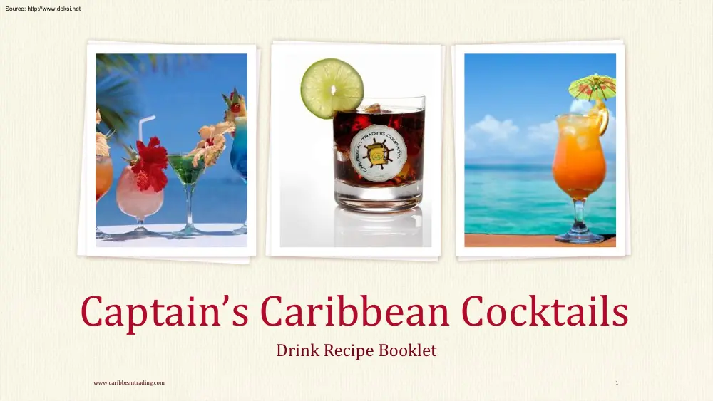 Captains Caribbean Cocktails, Drink Recipe Booklet