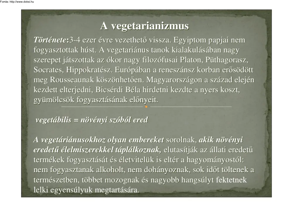 A vegetarianizmus