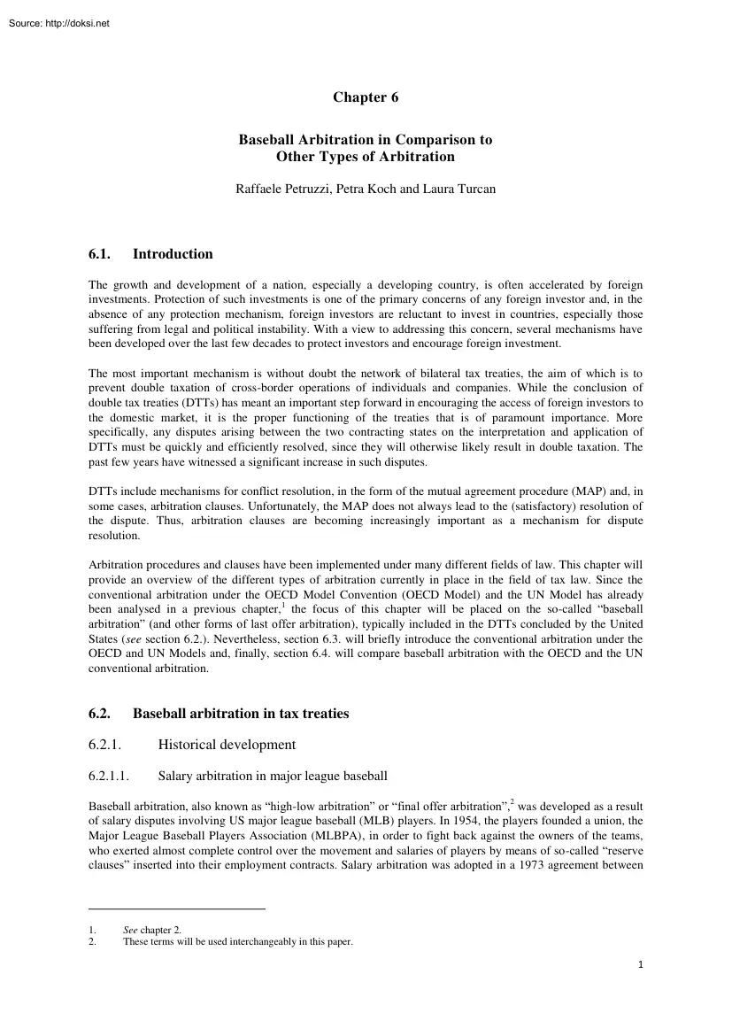 Baseball Arbitration in Comparison to Other Types of Arbitration