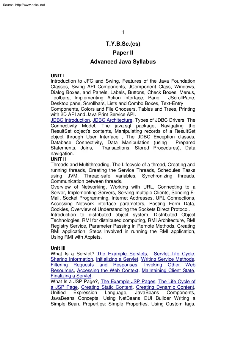Advanced Java Syllabus