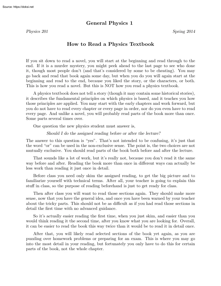 How to Read a Physics Textbook
