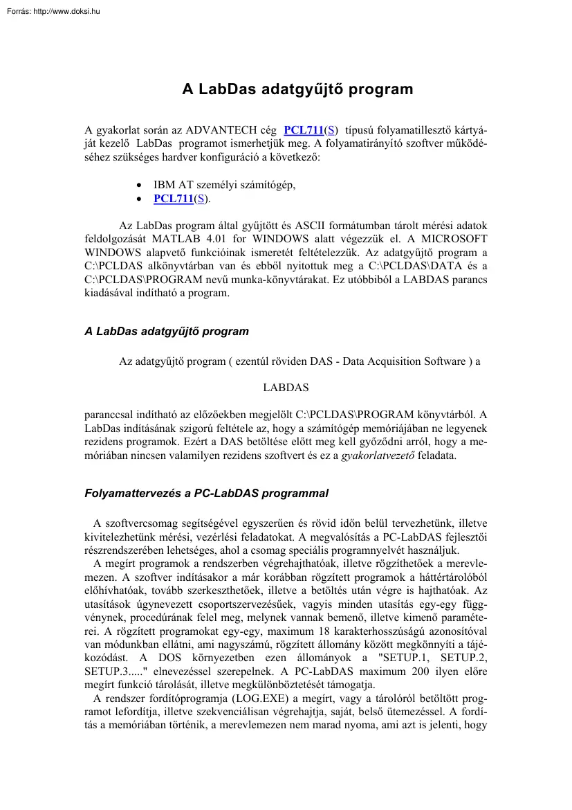 A LabDas adatgyűjtő program