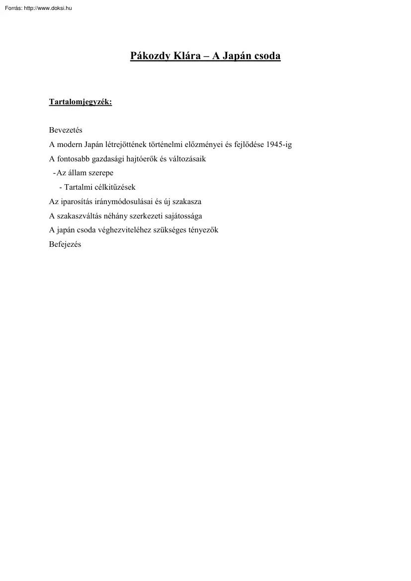 Pákozdy Klára - A Japán csoda