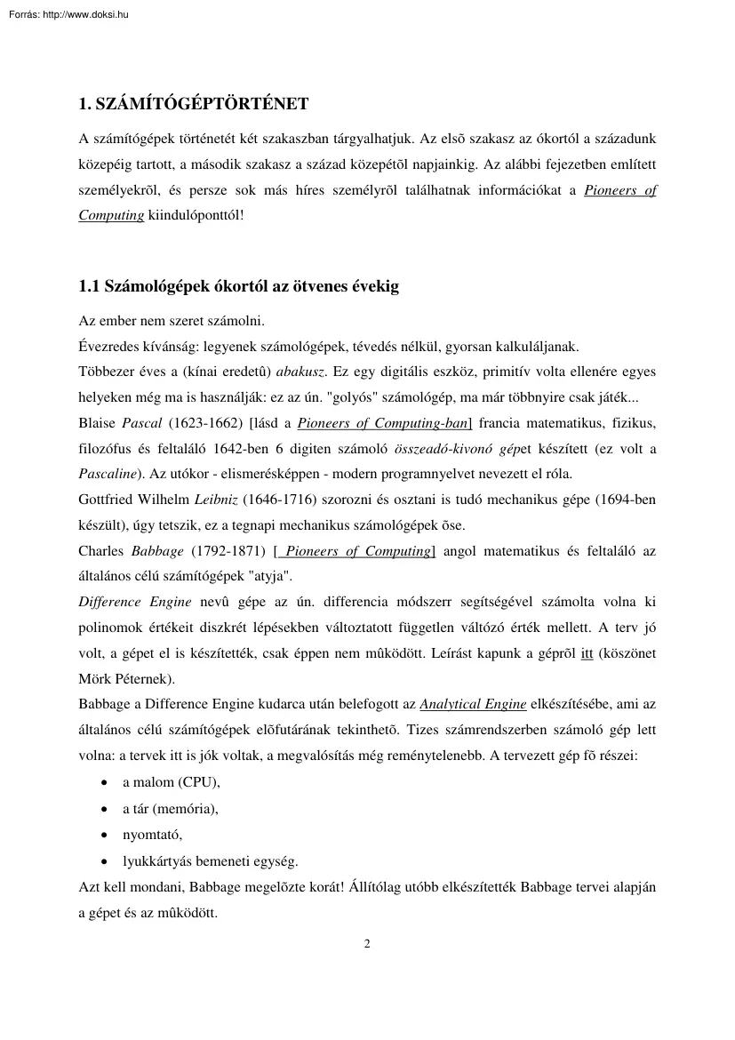 Számítógépek és számítógéprendszerek