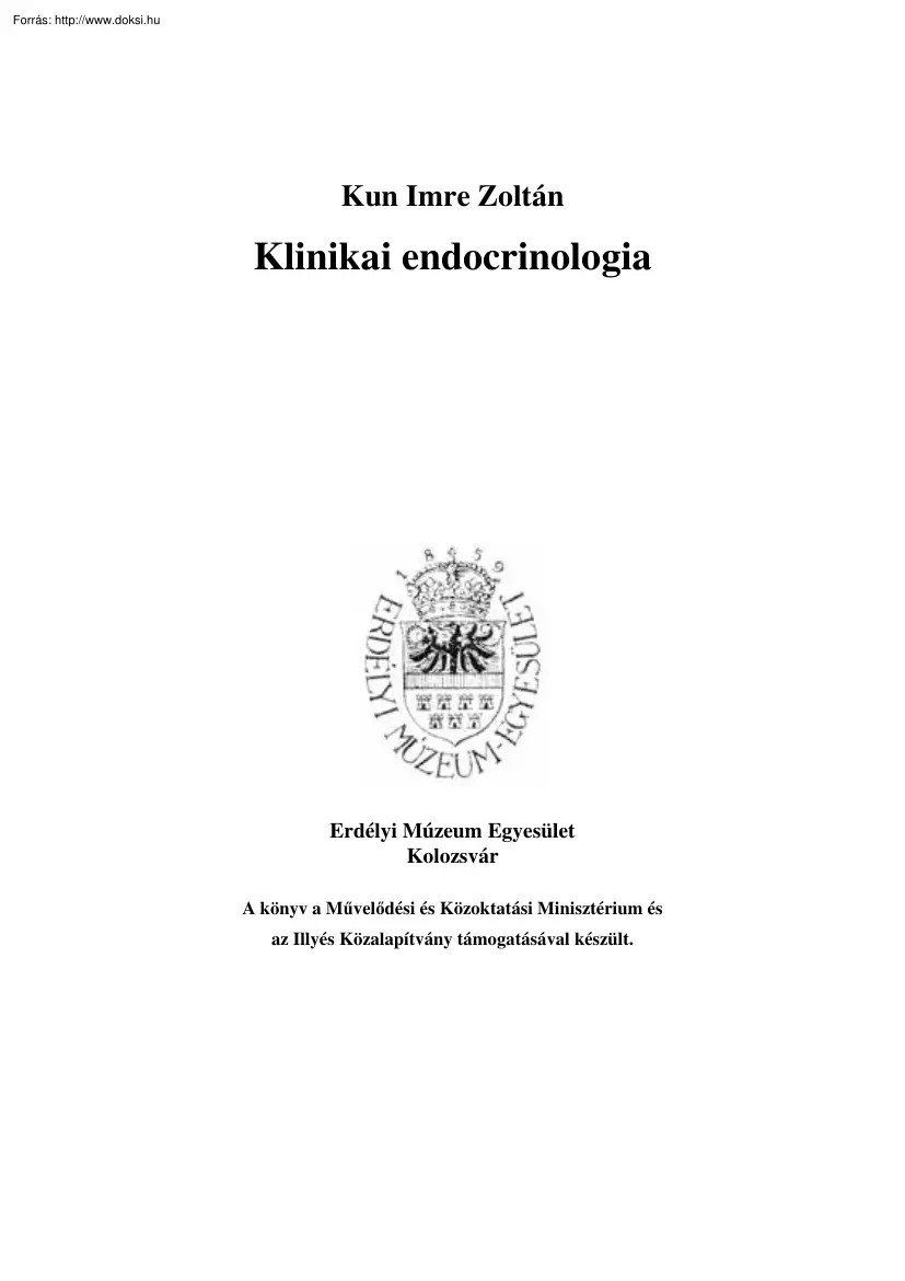 Kun Imre Zoltán - Klinikai endrocrinologia